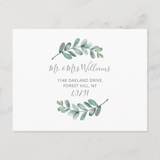 Eucalyptus Gold Geometric slaat de datum op Aankondigingskaart (Achterkant)