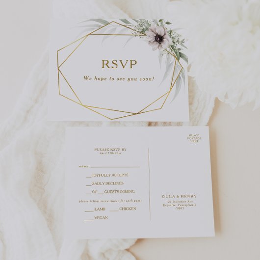 Eucalyptus Gold Geometrisch Menu Keuze RSVP-kaart