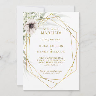 Eucalyptus Gold Geometrische Elopement Aankondigin Kaart