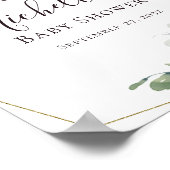Eucalyptus Gold Glitter Baby shower Welkom Poster (Hoek)