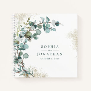 Eucalyptus Gold Glitter Botanical Wedding Notitieboek