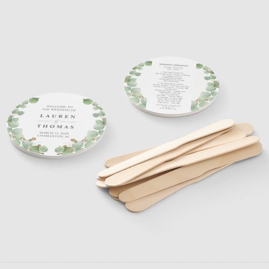 Eucalyptus Gold Glitter Fan Program Handwaaier (Niet-gemonteerd)