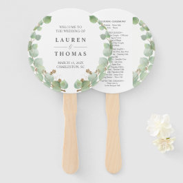 Eucalyptus Gold Glitter Fan Program Handwaaier