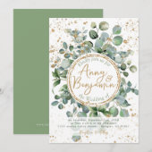 Eucalyptus Gold Glitter - Groen - Uitnodiging 02 (Voorkant / Achterkant)