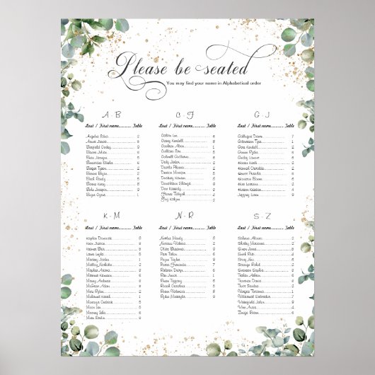 Eucalyptus Gold Glitter - Groene Trouwkaarten Poster (Voorkant)