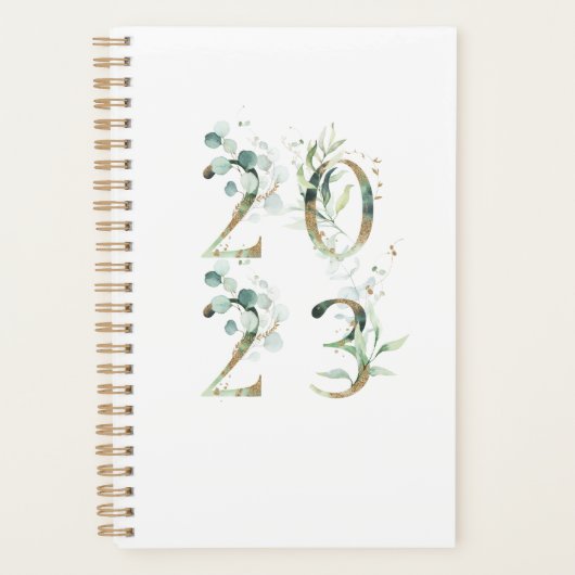Eucalyptus Gold Greenery 2023 Elegant Chic Agenda (Voorkant)