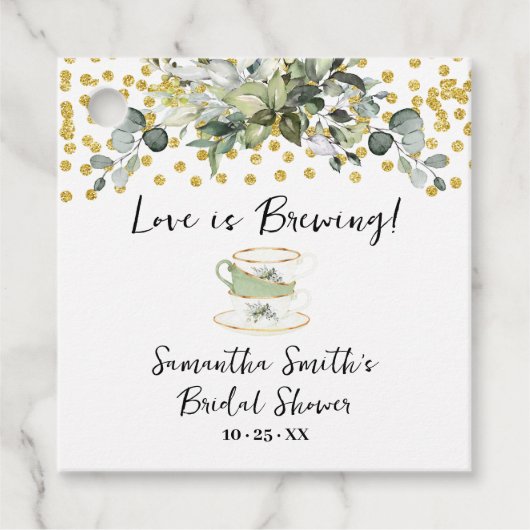 Eucalyptus Gold Love is het brouwen van thee douch Bedankjes Labels (Voorkant)