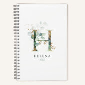 Eucalyptus Gold Monogram Initiaal H Floral Greener Notitieboek (Voorkant)