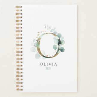 Eucalyptus Gold Monogram Initiaal of Floral Greene Planner
