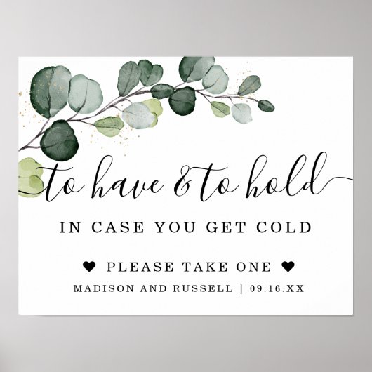 Eucalyptus Gold om een bruiloft te hebben en te ho Poster (Voorkant)