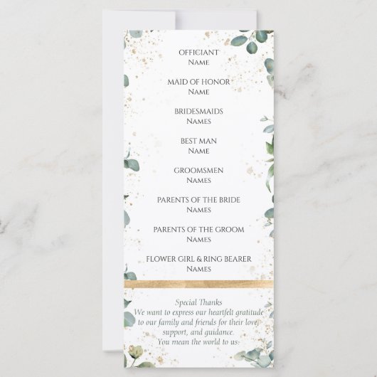 Eucalyptus Gold Parties scintillant - Programme de (Dos)