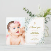 Eucalyptus & Gold Photo Carte de remerciements Bap (Debout devant)