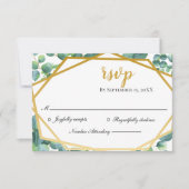 Eucalyptus Gold Rustic Wedding Carte RSVP (Devant)