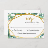 Eucalyptus Gold Rustic Wedding Carte RSVP (Devant / Derrière)