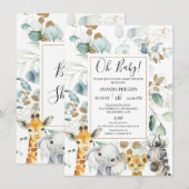 Eucalyptus Gold Safari Animals Baby shower Kaart (Voorkant / Achterkant)