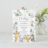 Eucalyptus Gold Safari Animals Baby shower Kaart (Staand voorkant)