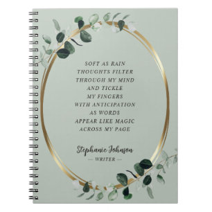 Eucalyptus Gold Sage Writer Motivatie gedicht Notitieboek