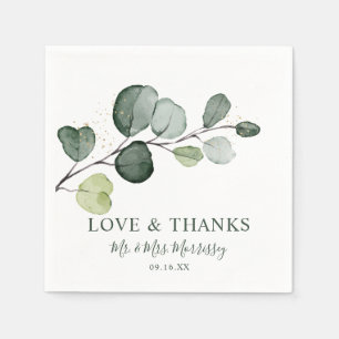 Eucalyptus Gold Splatter Love and Bedankt Servet