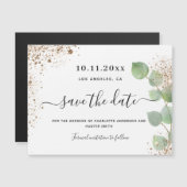 Eucalyptus gold wedding save the date magnet (Voorkant / Achterkant)