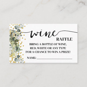 Eucalyptus Gold Wine Raffle Ticket Douche Kaart