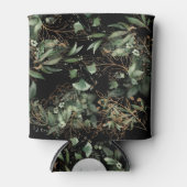 Eucalyptus Golden Boho Elegant Onyx Zwart Bruiloft Blikjeskoeler (Voorkant)