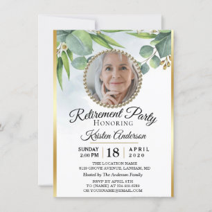 Eucalyptus Goldish Retirement Party Kaart