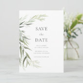 Eucalyptus Gom Leaves Greenery Save the Date Kaart (Staand voorkant)