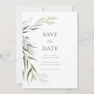 Eucalyptus Gom Leaves Greenery Save the Date Kaart
