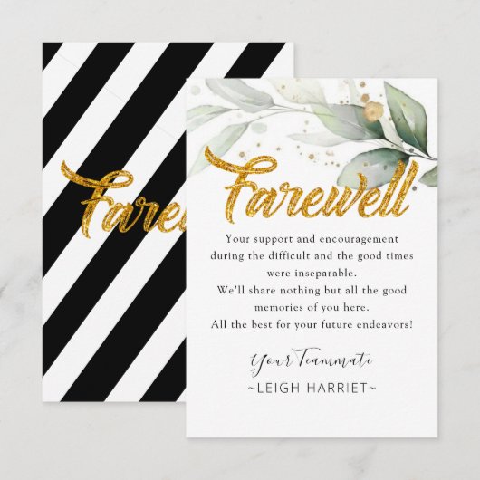 Eucalyptus Goodbye cowerker afscheidskaart Bedankkaart (Voorkant / Achterkant)