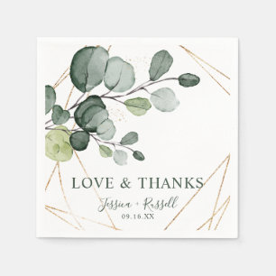 Eucalyptus Goud Abstract Liefde en Dank Papier Servet