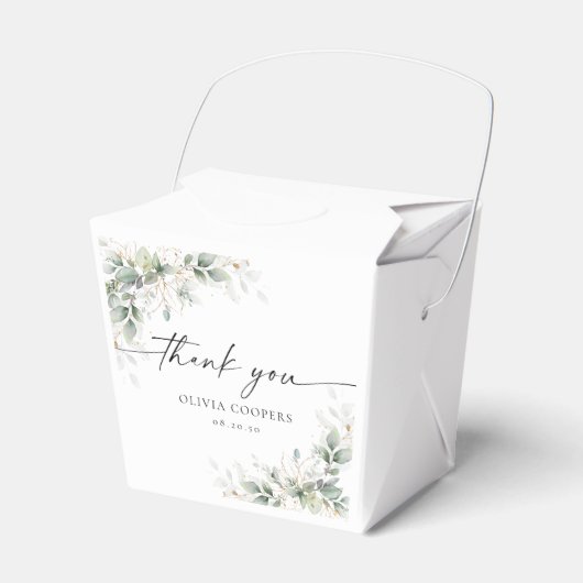 Eucalyptus Goud Baby shower Favor Box Bedankdoosjes (Voorkant Zijde)