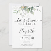 Eucalyptus Goud Bloemen Bruids Douche Uitnodiging (Voorkant)