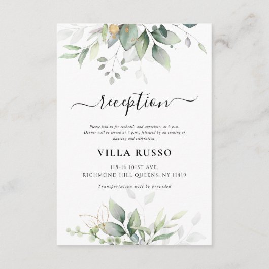 Eucalyptus Goud Bloemen Bruiloft Behuizing Kaart (Voorkant)