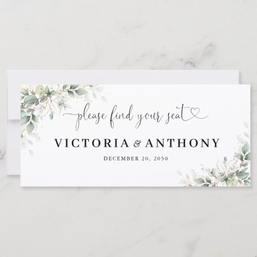 Eucalyptus Goud Bloemen Bruiloft Hoofd Tafel Teken (Voorkant)