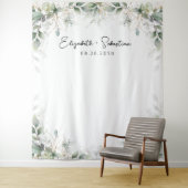 Eucalyptus Goud Bloemen Groen Bruiloft Achtergrond Wandkleed (In situ)