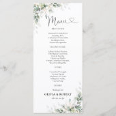 Eucalyptus Goud Bloemen Groen Bruiloft Menu (Voorkant)