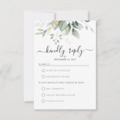 Eucalyptus Goud Bloemen Groen Bruiloft RSVP Kaart (Voorkant)