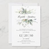 Eucalyptus Goud Bloemen Groen Bruiloft Uitnodiging (Voorkant)