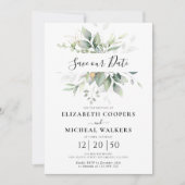 Eucalyptus Goud Bloemengroen Bespaar onze datum Ka Save The Date (Voorkant)