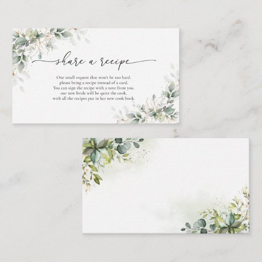 Eucalyptus Goud Bruiloft Feest Deel een recept kaa Informatiekaartje (Voorkant / Achterkant)
