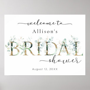 Eucalyptus Goud Bruiloft Feest Welkom Bord Poster