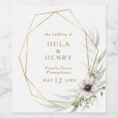 Eucalyptus Goud Geometrisch Bruiloft Wijn Label Etiket (Enkel label)