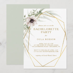 Eucalyptus Goud Geometrische Bachelorette Party Kaart