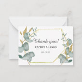 Eucalyptus Goud Glitter Foliage Bruiloft Dank u Notitiekaartje (Voorkant)