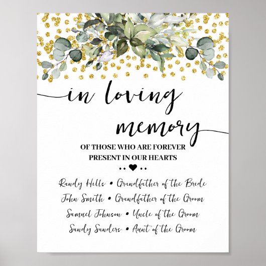 Eucalyptus goud in liefdevolle herinnering poster (Voorkant)