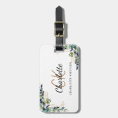 Eucalyptus goud monogram naam bagagelabel (Voorkant verticaal)