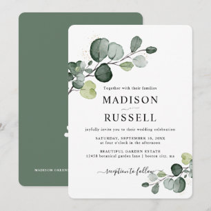 Eucalyptus Goud Spatten Groene Huwelijk Kaart
