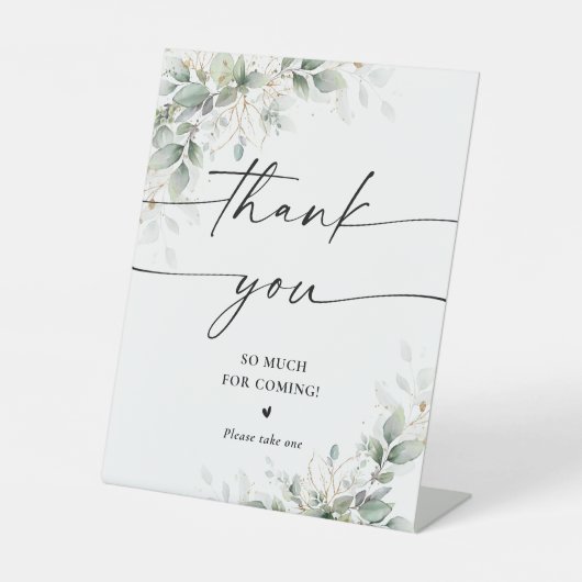 Eucalyptus Goud Vrijgezellenfeest Dank je teken Reclamebord Met Voetstuk (Voorkant)