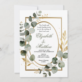 Eucalyptus Gouden Botanische Krans Huwelijksuitnod Kaart
