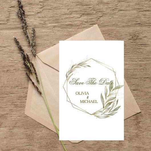 Eucalyptus Gouden Geometrisch Frame Bewaar de Datu Kaart